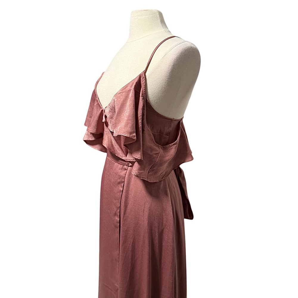 Lulus Moriah Rose Satin Cold Shoulder Wrap Dress Size Small NWT - Picture 8 of 16